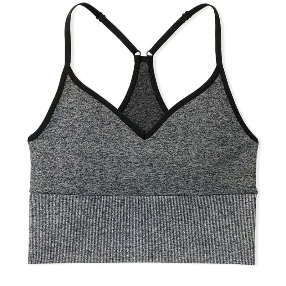 PINK by Victoria's Secret Seamless longline sports bra XS black marl